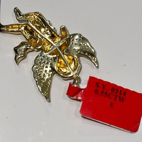 Real diamond.55ct custom made angel pendant charm gold  vermeil best gift ever - Picture 4 of 8